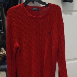Polo by Ralph Lauren Men's Vibrant Red Crewneck Sweater Medium